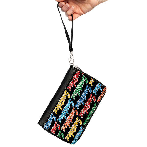 Buckle-Down PU Zip Around Wallet Rectangle - SNATCHED Script Black/Multi Color