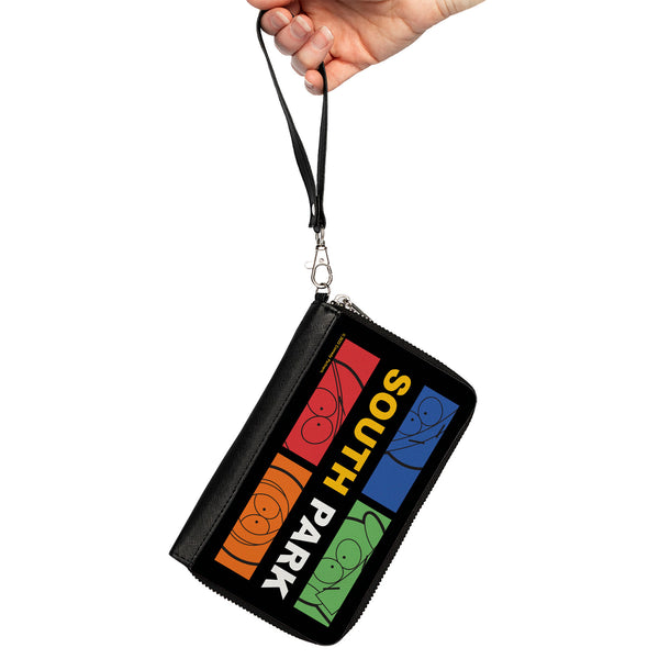 Buckle-Down PU Zip Around Wallet Rectangle - SOUTH PARK Boys Face Blocks And Text Black/Multi Color