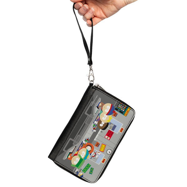 Buckle-Down PU Zip Around Wallet Rectangle - South Park Boys Group Cafeteria Table Scene