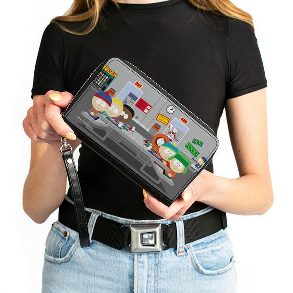 Buckle-Down PU Zip Around Wallet Rectangle - South Park Boys Group Cafeteria Table Scene