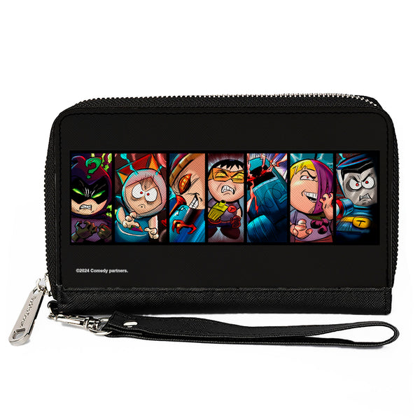 Buckle-Down PU Zip Around Wallet Rectangle - South Park the Fracture but Whole Player Pose Blocks Black