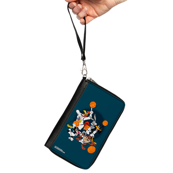 Buckle-Down PU Zip Around Wallet Rectangle - Space Jam Toon Squad Team Pose Blue
