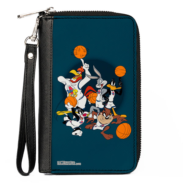 Buckle-Down PU Zip Around Wallet Rectangle - Space Jam Toon Squad Team Pose Blue