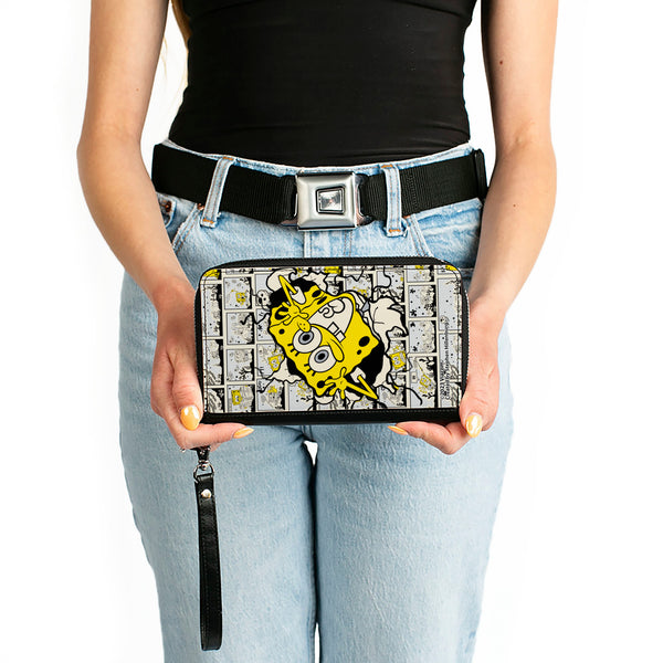 Buckle-Down PU Zip Around Wallet Rectangle - SpongeBob Breakthrough Scene Blocks