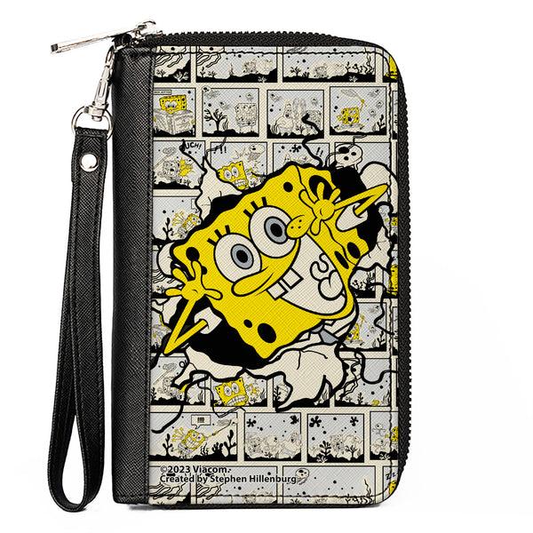 Buckle-Down PU Zip Around Wallet Rectangle - SpongeBob Breakthrough Scene Blocks