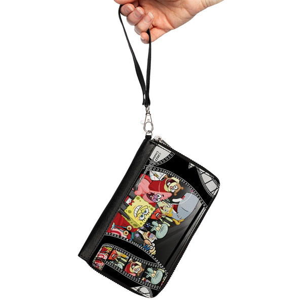 Buckle-Down PU Zip Around Wallet Rectangle - SpongeBob Group On Red Carpet Film Strip