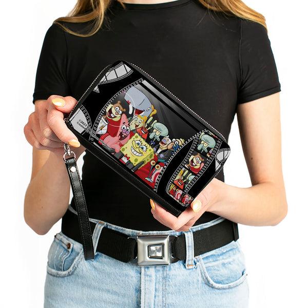 Buckle-Down PU Zip Around Wallet Rectangle - SpongeBob Group On Red Carpet Film Strip