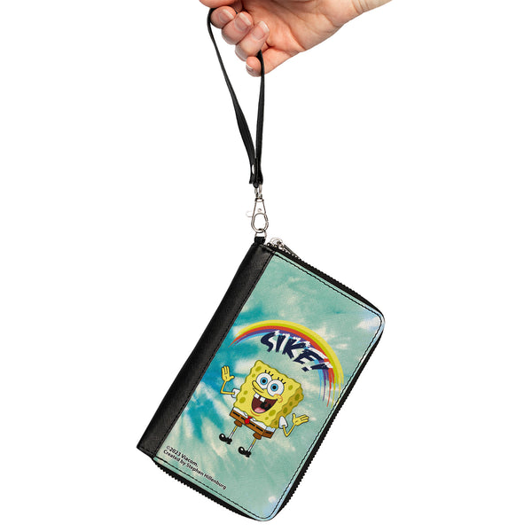 Buckle-Down PU Zip Around Wallet Rectangle - SpongeBob SquarePants Rainbow SIKE Pose Blues