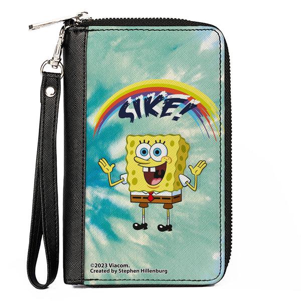 Buckle-Down PU Zip Around Wallet Rectangle - SpongeBob SquarePants Rainbow SIKE Pose Blues