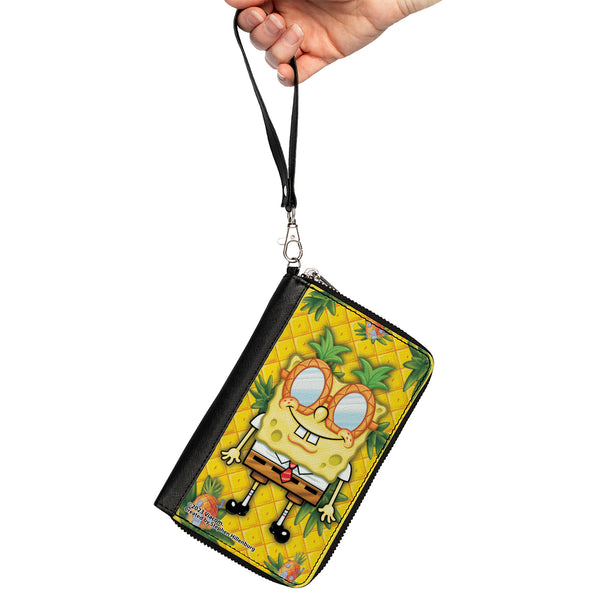 Buckle-Down PU Zip Around Wallet Rectangle - SpongeBob SquarePants Pineapple Eyes Pose Pineapple Gold