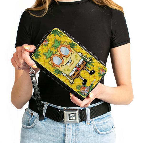 Buckle-Down PU Zip Around Wallet Rectangle - SpongeBob SquarePants Pineapple Eyes Pose Pineapple Gold