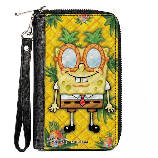 Buckle-Down PU Zip Around Wallet Rectangle - SpongeBob SquarePants Pineapple Eyes Pose Pineapple Gold