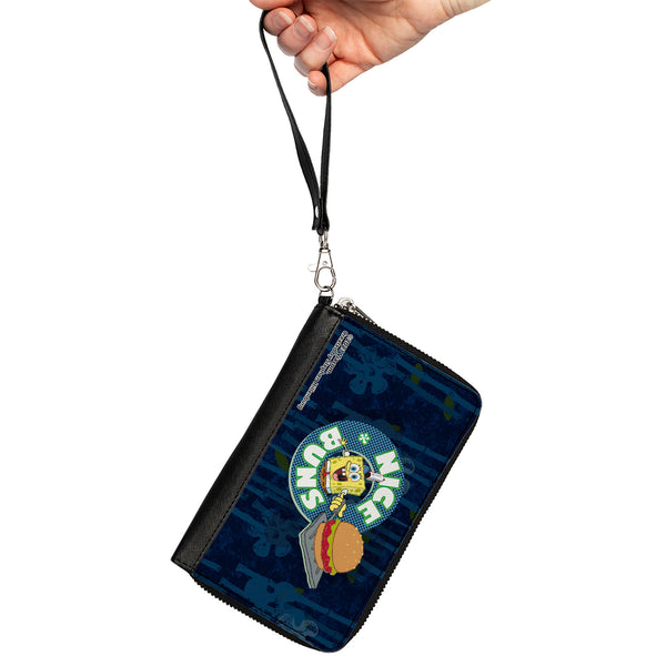 Buckle-Down PU Zip Around Wallet Rectangle - SpongeBob SquarePants NICE BUNS Pose Blues