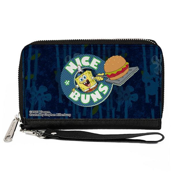 Buckle-Down PU Zip Around Wallet Rectangle - SpongeBob SquarePants NICE BUNS Pose Blues