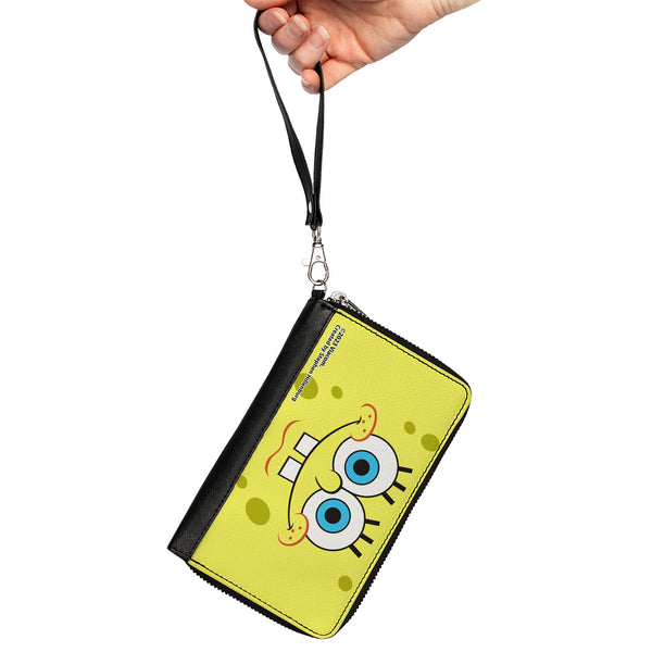 Buckle-Down PU Zip Around Wallet Rectangle - SpongeBob SquarePants Face CLOSE-UP Yellows