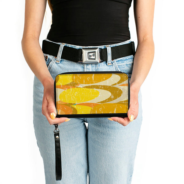 Buckle-Down PU Zip Around Wallet Rectangle - Spots Stacked Weathered Yellows/Browns