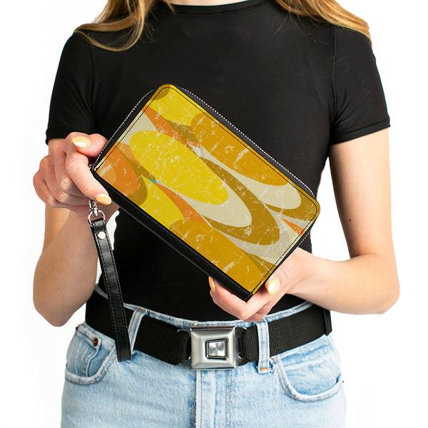 Buckle-Down PU Zip Around Wallet Rectangle - Spots Stacked Weathered Yellows/Browns