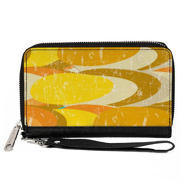 Buckle-Down PU Zip Around Wallet Rectangle - Spots Stacked Weathered Yellows/Browns
