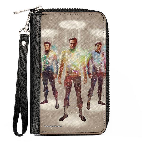 Buckle-Down PU Zip Around Wallet Rectangle - Star Trek Crew Trio Beam Transporter Pose