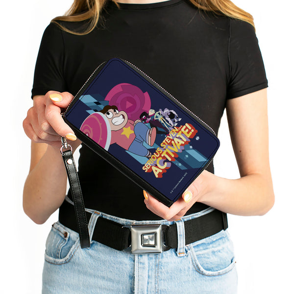 Buckle-Down PU Zip Around Wallet Rectangle - Steven Universe SERIOUS STEVEN…ACTIVATE Group Pose Blues