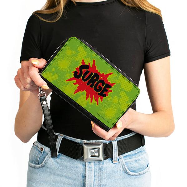 Buckle-Down PU Zip Around Wallet Rectangle - SURGE Logo Yellow/Red/Black