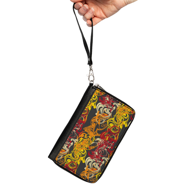 Buckle-Down PU Zip Around Wallet Rectangle - Swirl Mix Gray/Multi Color