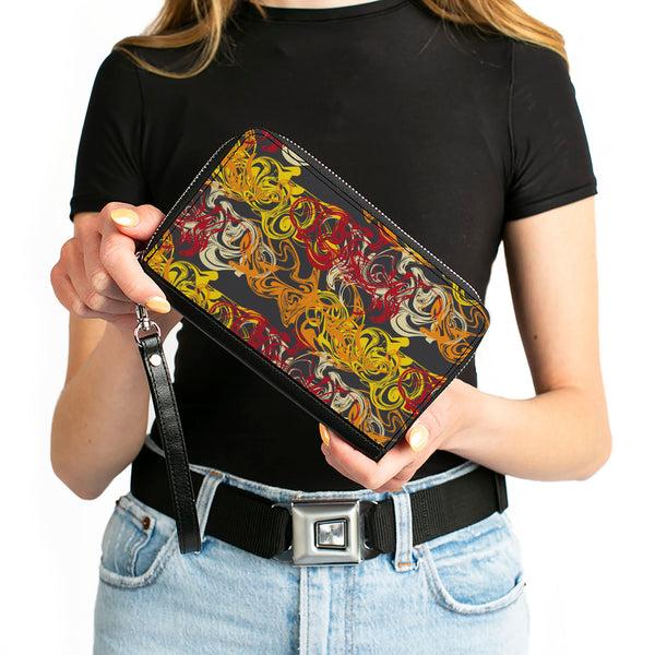 Buckle-Down PU Zip Around Wallet Rectangle - Swirl Mix Gray/Multi Color