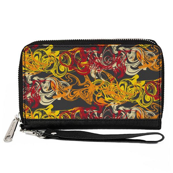 Buckle-Down PU Zip Around Wallet Rectangle - Swirl Mix Gray/Multi Color