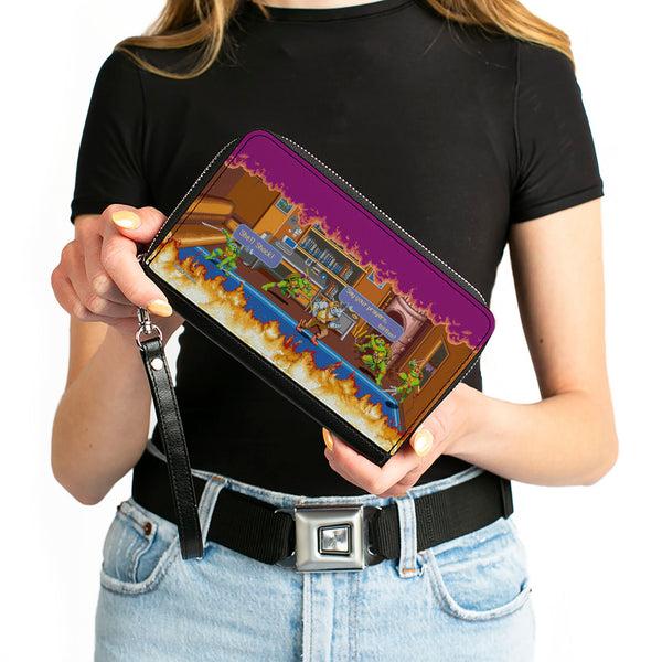 Buckle-Down PU Zip Around Wallet Rectangle - Teenage Mutant Ninja Turtles Battle Rocksteady Arcade Scene