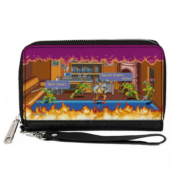 Buckle-Down PU Zip Around Wallet Rectangle - Teenage Mutant Ninja Turtles Battle Rocksteady Arcade Scene