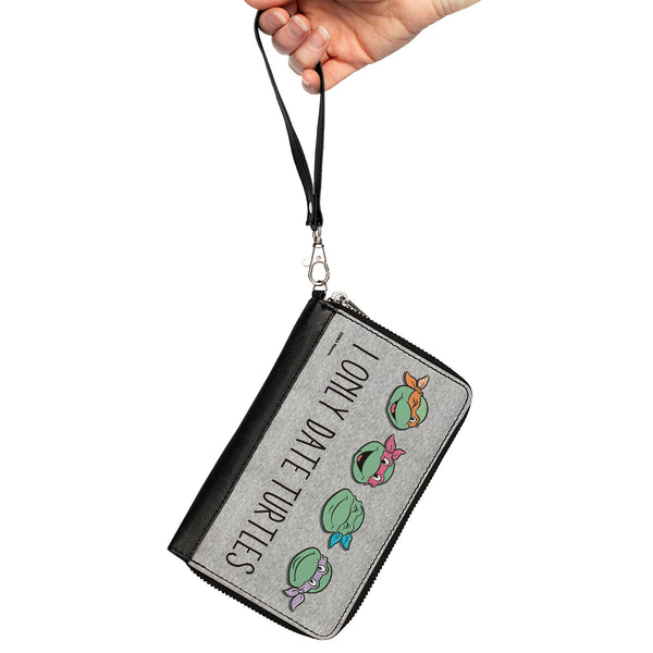 Buckle-Down PU Zip Around Wallet Rectangle - Teenage Mutant Ninja Turtles I ONLY DATE TURTLES Expressions Grays