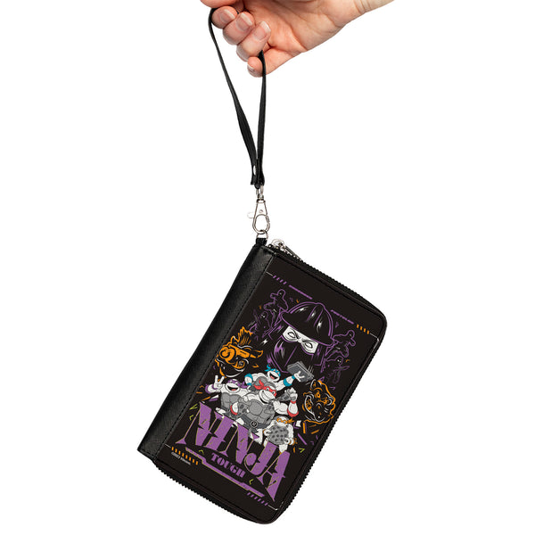 Buckle-Down PU Zip Around Wallet Rectangle - Teenage Mutant Ninja Turtles NINJA TOUGH Group Pose And Enemies Black/Multi Color