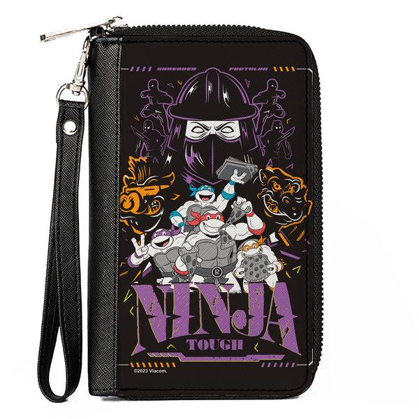 Buckle-Down PU Zip Around Wallet Rectangle - Teenage Mutant Ninja Turtles NINJA TOUGH Group Pose and Enemies Black/Multi Color