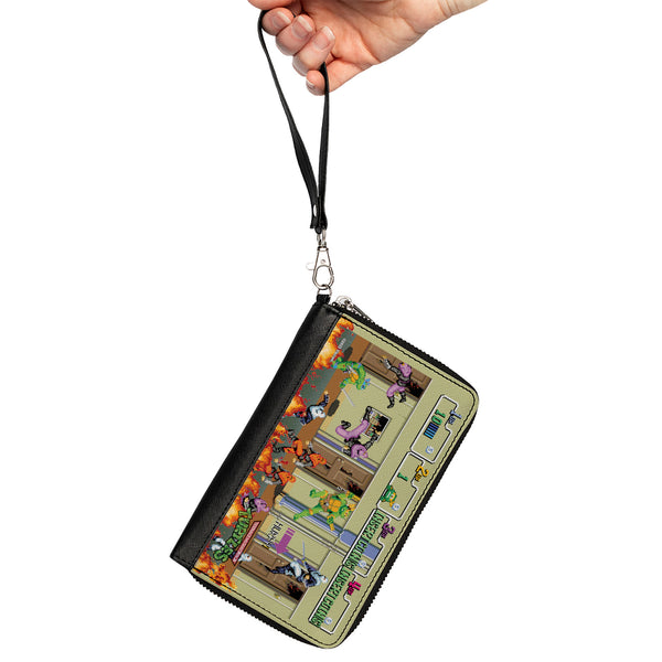 Buckle-Down PU Zip Around Wallet Rectangle - Teenage Mutant Ninja Turtles 8-Bit Video Battle Scene