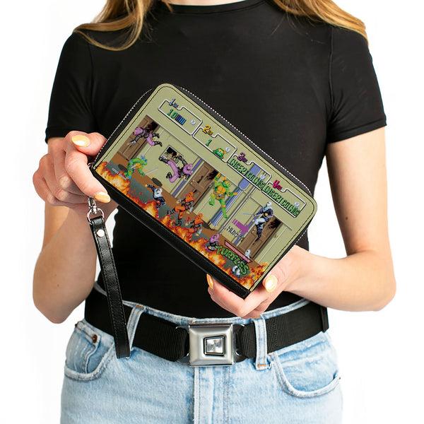Buckle-Down PU Zip Around Wallet Rectangle - Teenage Mutant Ninja Turtles 8-Bit Video Battle Scene