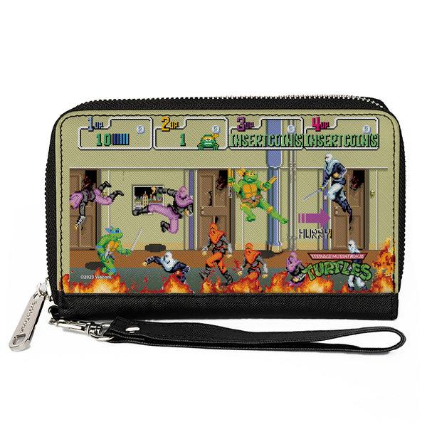 Buckle-Down PU Zip Around Wallet Rectangle - Teenage Mutant Ninja Turtles 8-Bit Video Battle Scene