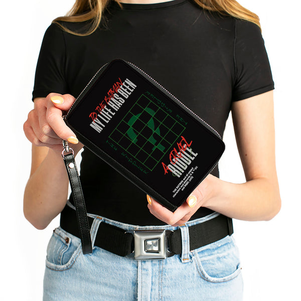 Buckle-Down PU Zip Around Wallet Rectangle - The Batman Movie A CRUEL RIDDLE Black Green White Red