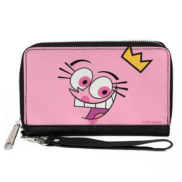 Buckle-Down PU Zip Around Wallet Rectangle - The Fairly OddParents Wanda Face Expression CLOSE-UP Pink