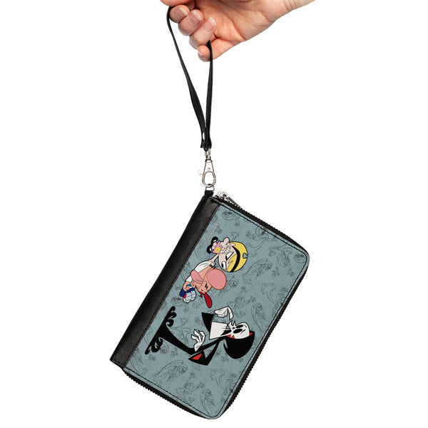 Buckle-Down PU Zip Around Wallet Rectangle - The Grim Adventures Of Billy & Mandy Group Pose And Grim Sketches Gray