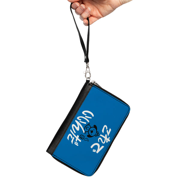 Buckle-Down PU Zip Around Wallet Rectangle - This Is Fine Japanese Question Hound Flame Blue/Black/White