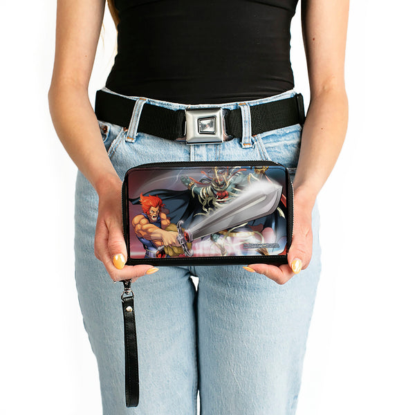 Buckle-Down PU Zip Around Wallet Rectangle - ThunderCats Lion-O And Mumm-Ra Sword Of Omens Pose