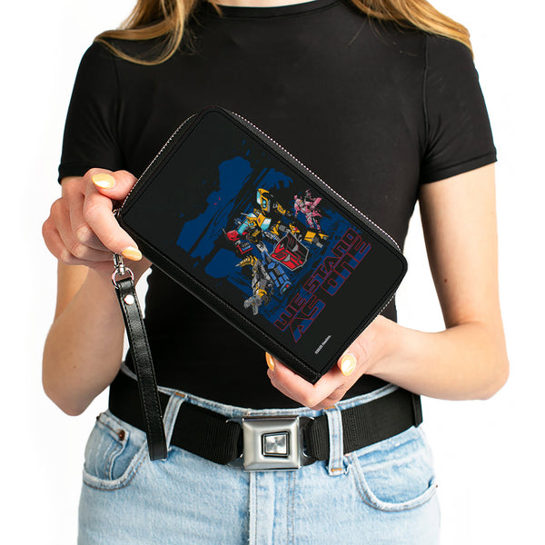 Buckle-Down PU Zip Around Wallet Rectangle - Transformers Autobots WE STAND AS ONE Group Pose Black/Blue/Red