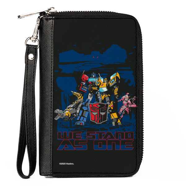 Buckle-Down PU Zip Around Wallet Rectangle - Transformers Autobots WE STAND AS ONE Group Pose Black/Blue/Red
