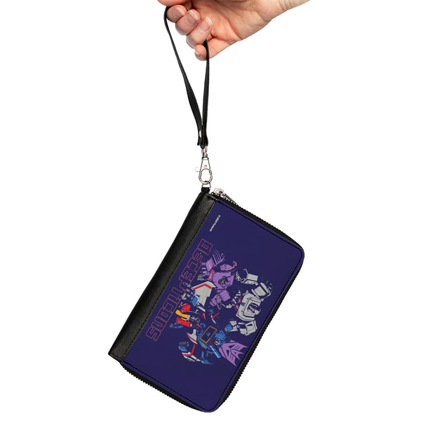 Buckle-Down PU Zip Around Wallet Rectangle - Transformers DECEPTICONS Group Pose And Text Blues