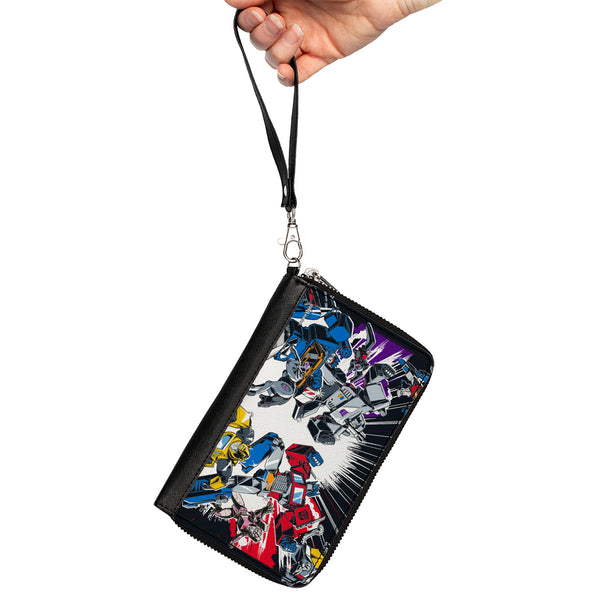 Buckle-Down PU Zip Around Wallet Rectangle - Transformers Decepticon And Autobots Battle Black/White