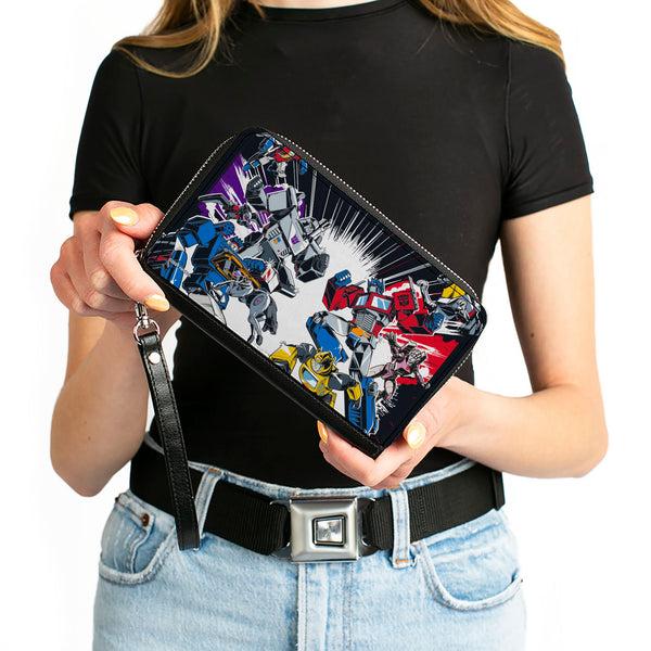 Buckle-Down PU Zip Around Wallet Rectangle - Transformers Decepticon And Autobots Battle Black/White