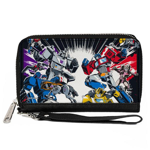 Buckle-Down PU Zip Around Wallet Rectangle - Transformers Decepticon and Autobots Battle Black/White