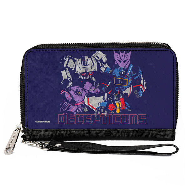 Buckle-Down PU Zip Around Wallet Rectangle - Transformers DECEPTICONS Group Pose and Text Blues