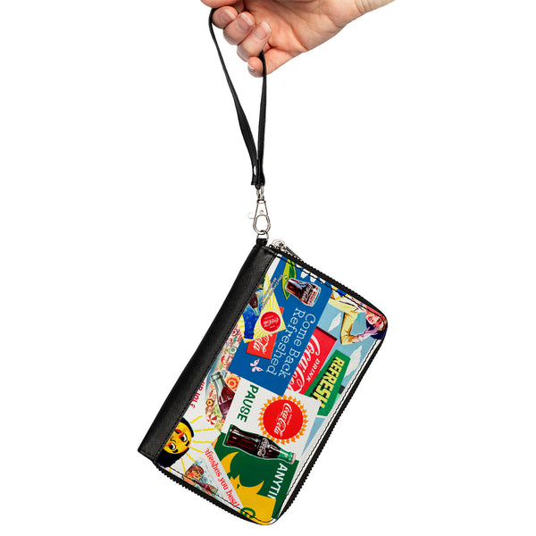 Buckle-Down PU Zip Around Wallet Rectangle - Vintage Coca-Cola COME BACK REFRESHED Ads And Icons Collage