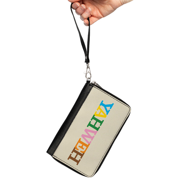 Buckle-Down PU Zip Around Wallet Rectangle - YAHWEH Text Beige Multi Color